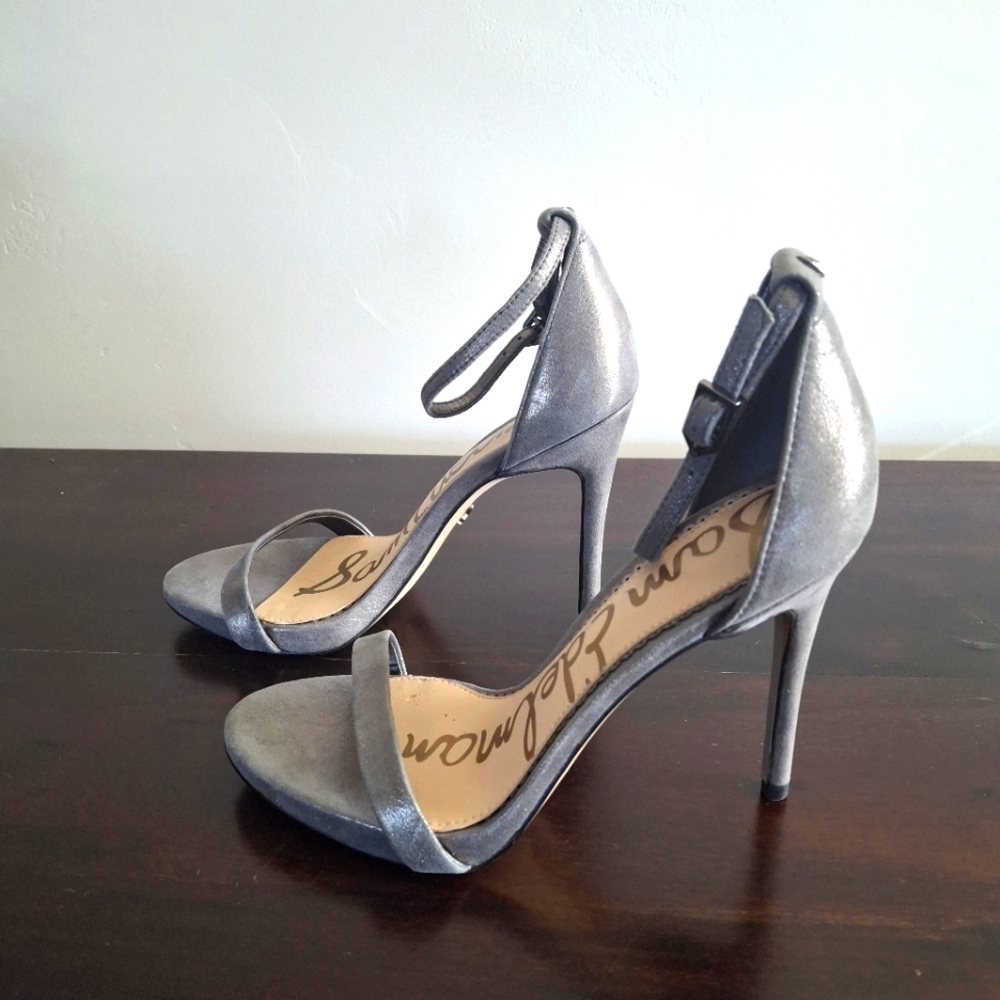 SAM EDELMAN "Ariella" Leather Stiletto Ankle Strap Dress Sandal-Silver- Size 6 - Picture 12 of 12